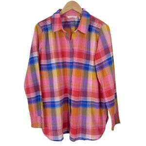 Soft Surroundings Plaid Tunic Smocked Multicolor